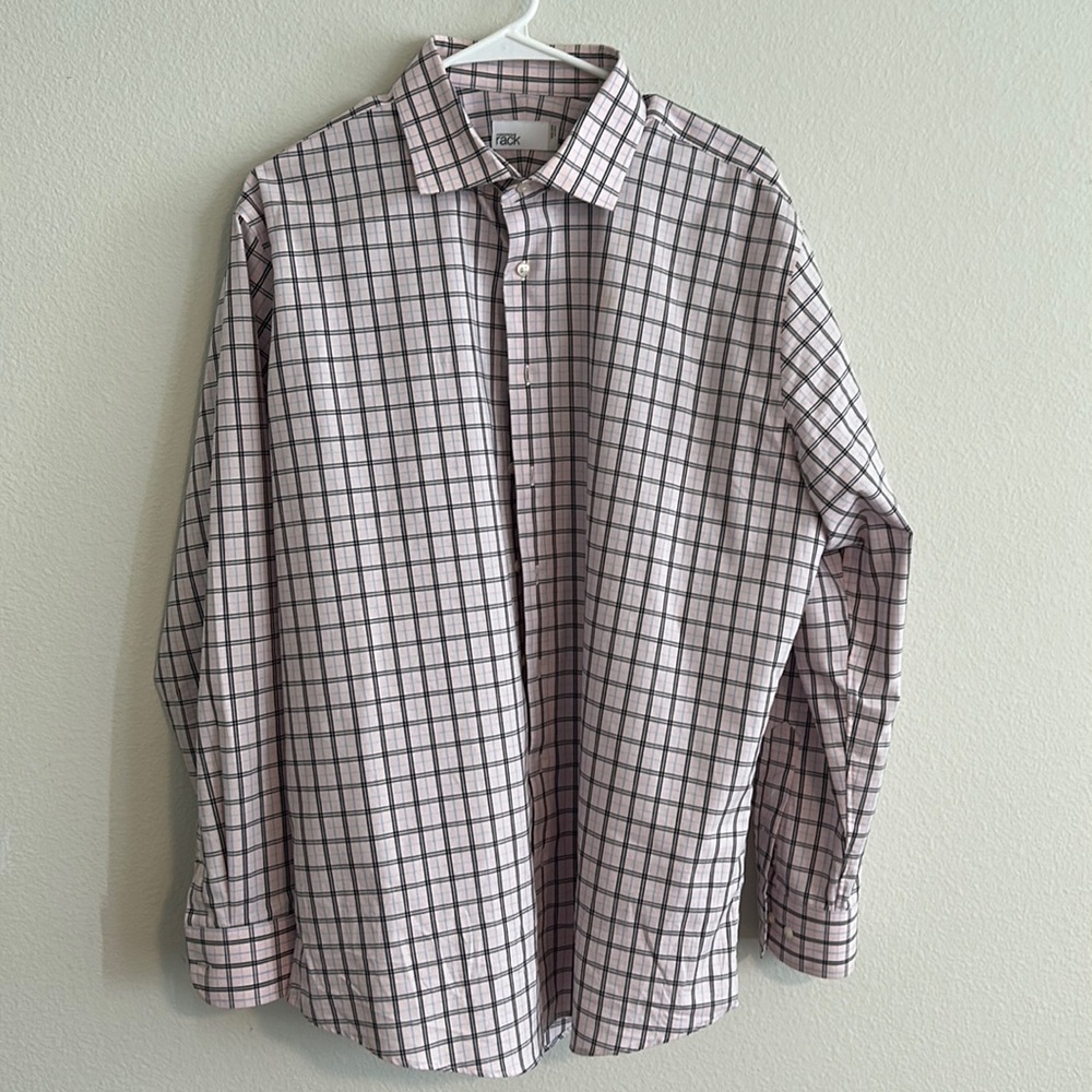 Nordstrom rack pink and black checkered dress shirt